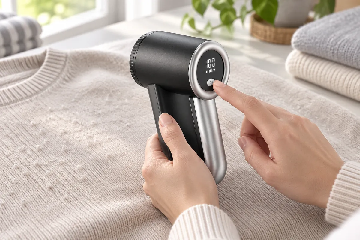 Choosing a fabric shaver setting before use